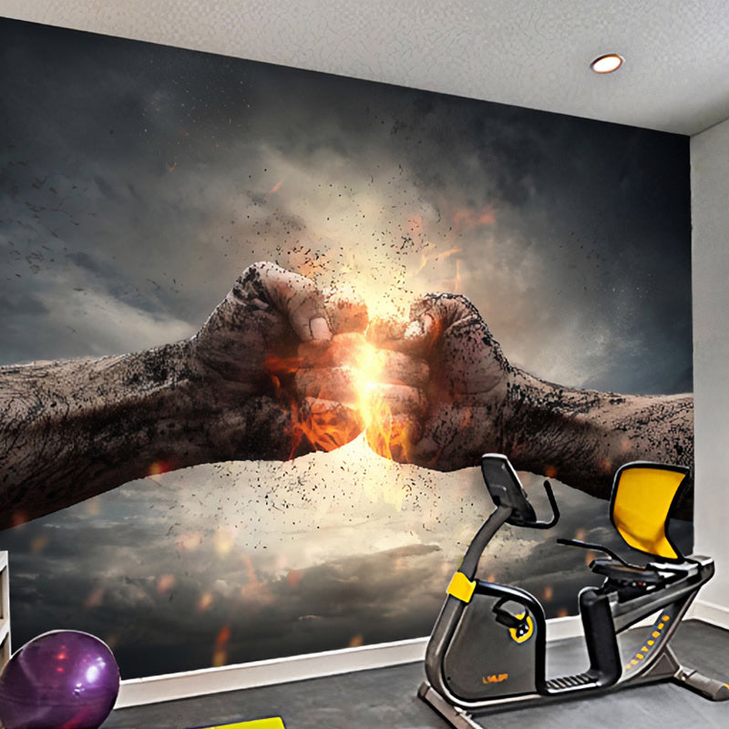 Extra Large Fashion Wall Covering Black and Gold Hand Wall Decor, Custom-Printed