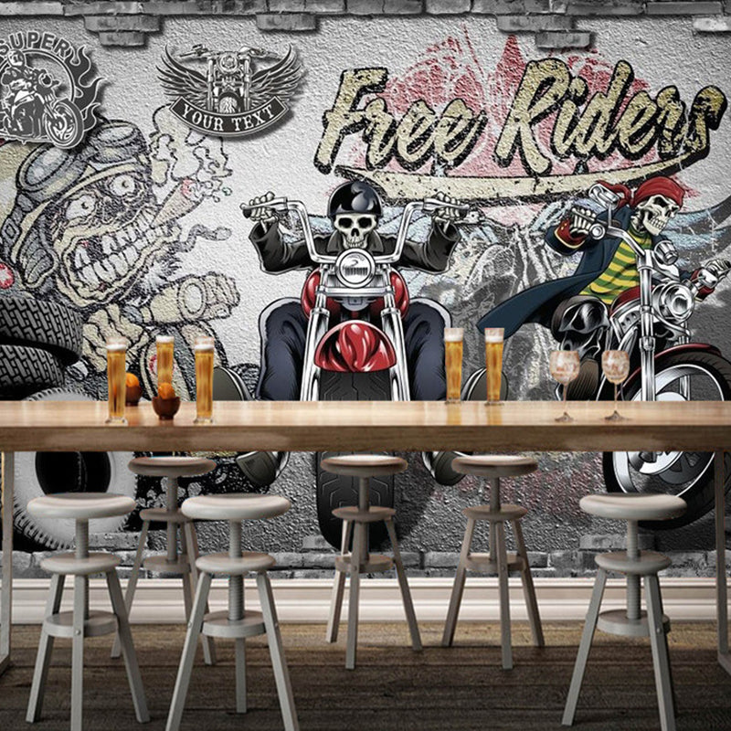 Stain-Resistant Street Graffiti Mural Full Size Retro Wall Decor for Accent Wall