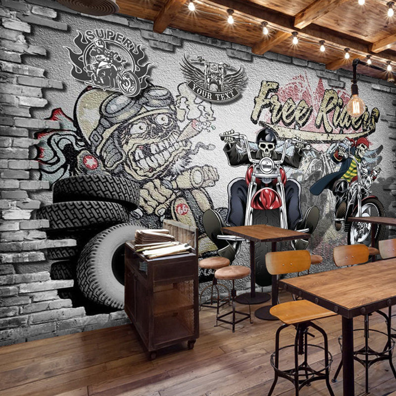 Stain-Resistant Street Graffiti Mural Full Size Retro Wall Decor for Accent Wall