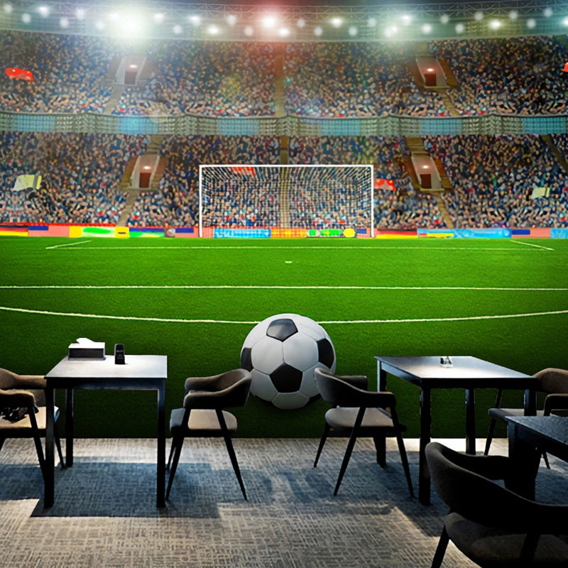 Big Photo Simple Mural Wallpaper for Clue with Football Field Design in Green