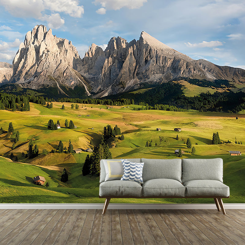 Photo Mountain and Grass Mural Extra Large Wall Art for Guest Room, Custom-Printed
