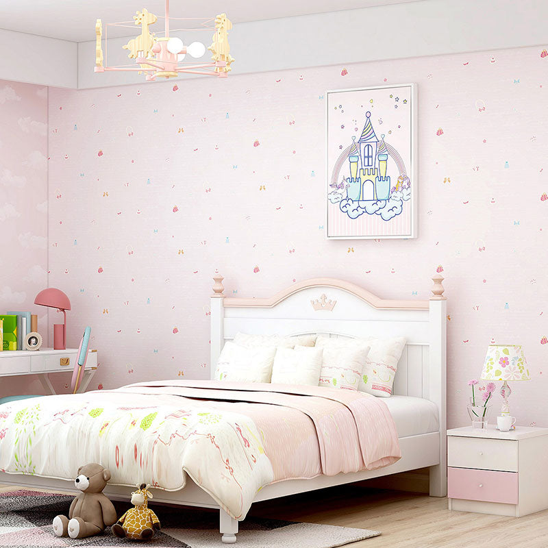 Rouleau de papier peint style prince mignon pour décoration de chambre de fille, couleur douce, non collé, 33 pi de longueur x 20,5 po de largeur