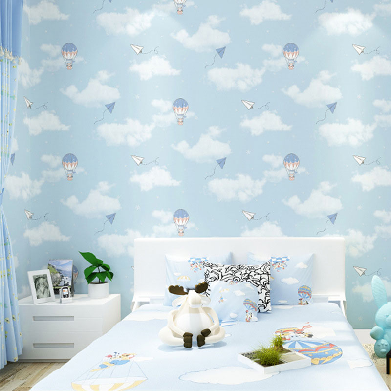 Illustration Style Balloon Wallpaper Pastel Color Wall Covering for Kid, 31-foot x 20.5-inch