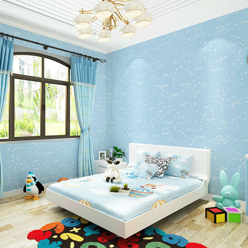 Décoration murale contemporaine horoscope pour chambre de garçon, papier peint 31'L x 20,5"W de couleur bleue
