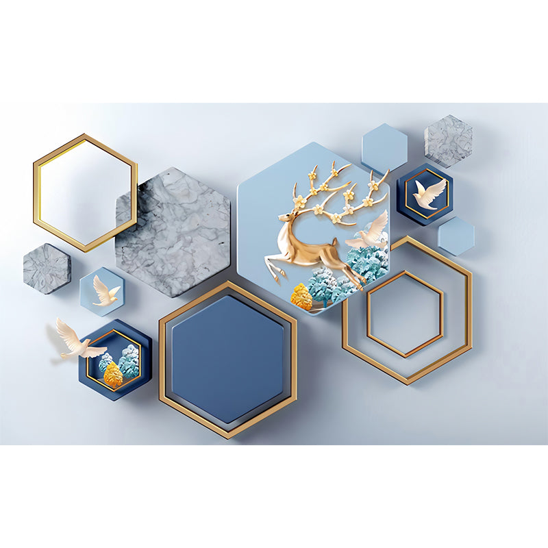 Decorative Hexagon Wall Covering Non-Woven Fabric Wall Mural for Cafe