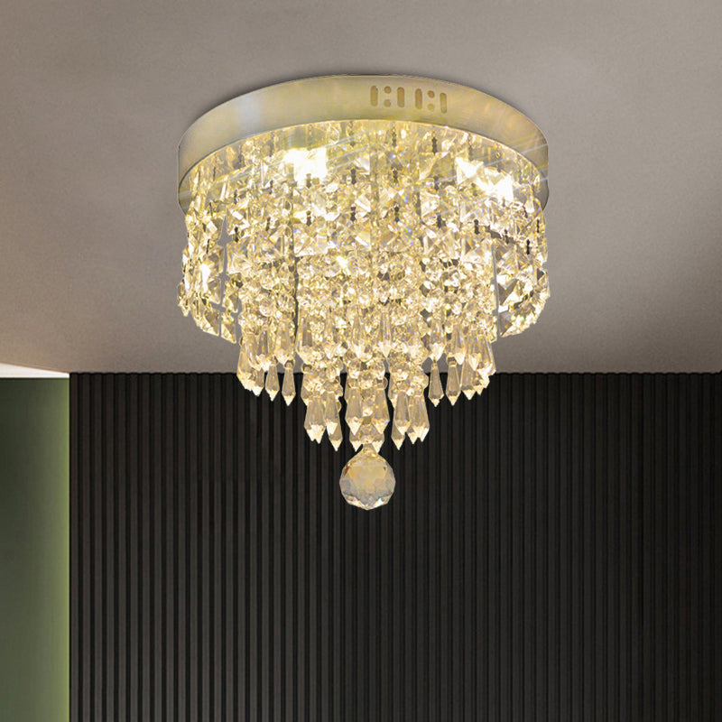 Cascading Corridor Flush Mount Fixture Modernism Clear Crystal LED Chrome Flush Lighting
