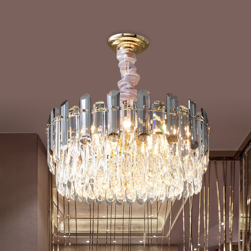 Lampadario a strati Crystal Crystal Crystal Contemporary 5 Light Dining Sospension Lampada in oro