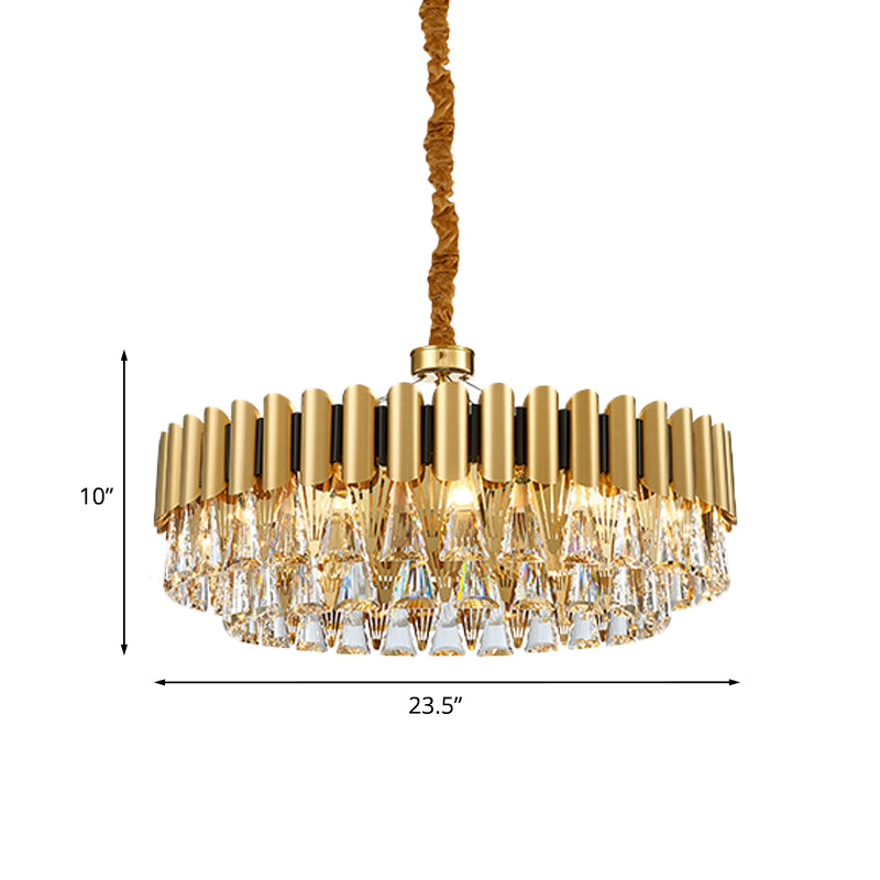 Gold Gold 8 lumières LAMPE DROP POSTmodern Crystal Triangle Chandelier Pendant