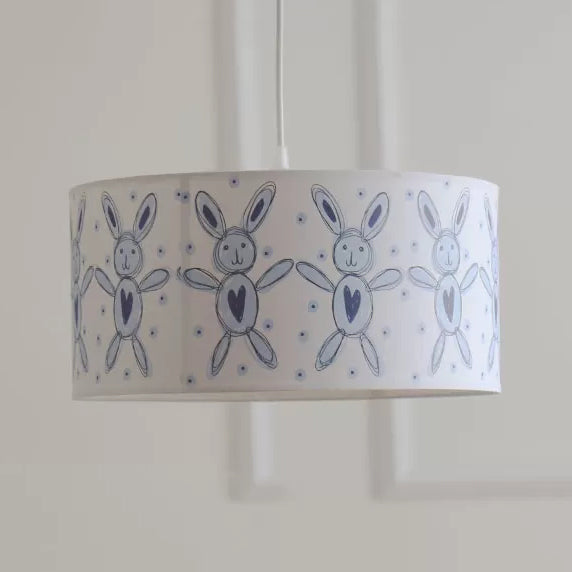Cartoon White Pendant Light Round Shade 1 Light Paper Hanging Light with Bunny per Game Room