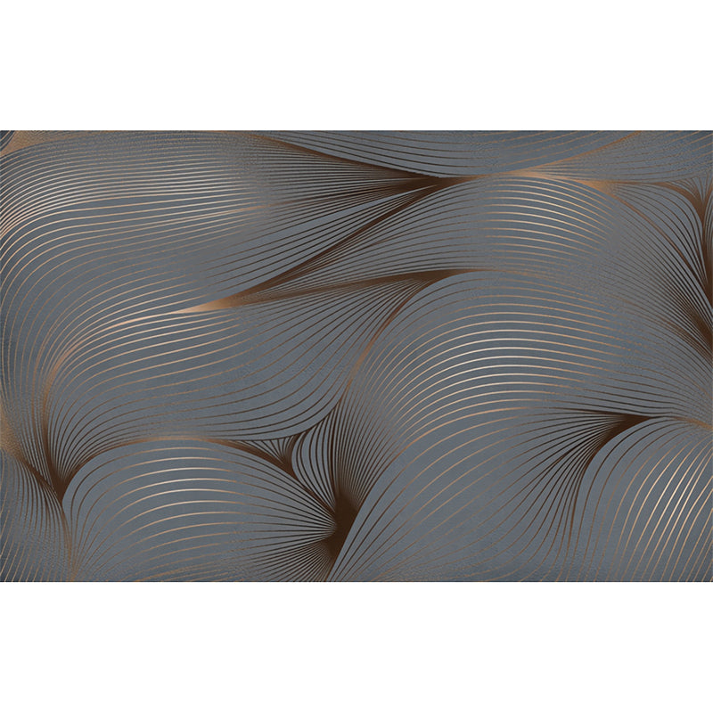 Big Cluster Line Wall Mural Grey and Gold Non-Woven Fabric Wall Covering for Coffee Shop, Personalized Size Available