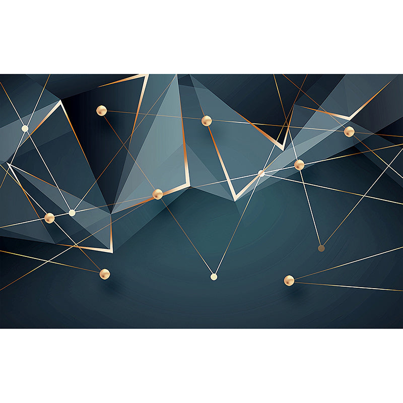 Contemporary 3D Effect Geometries Mural for Office Room, Green, Custom Size Available