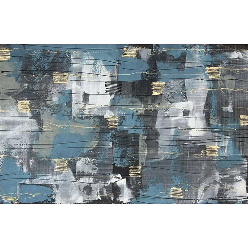 Full Size Color Block Mural in Blue and Grey Non-Woven Fabric Wall Covering for Home Decoration, Made to Measure