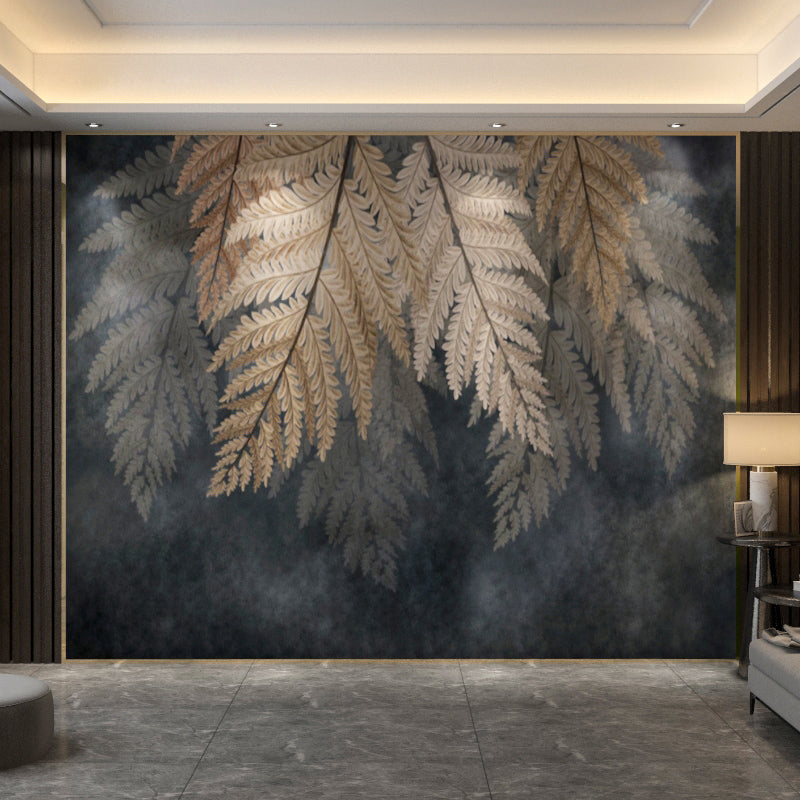 Tropical Fern Mural Wallpaper for Coffee Shop, Coffee and Brown, Made to Measure