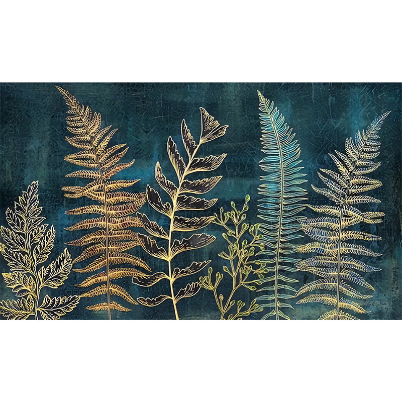 Minimalist Fern Mural Wallpaper in Dark Green Home Decor Wall Art, Personalized Size Available