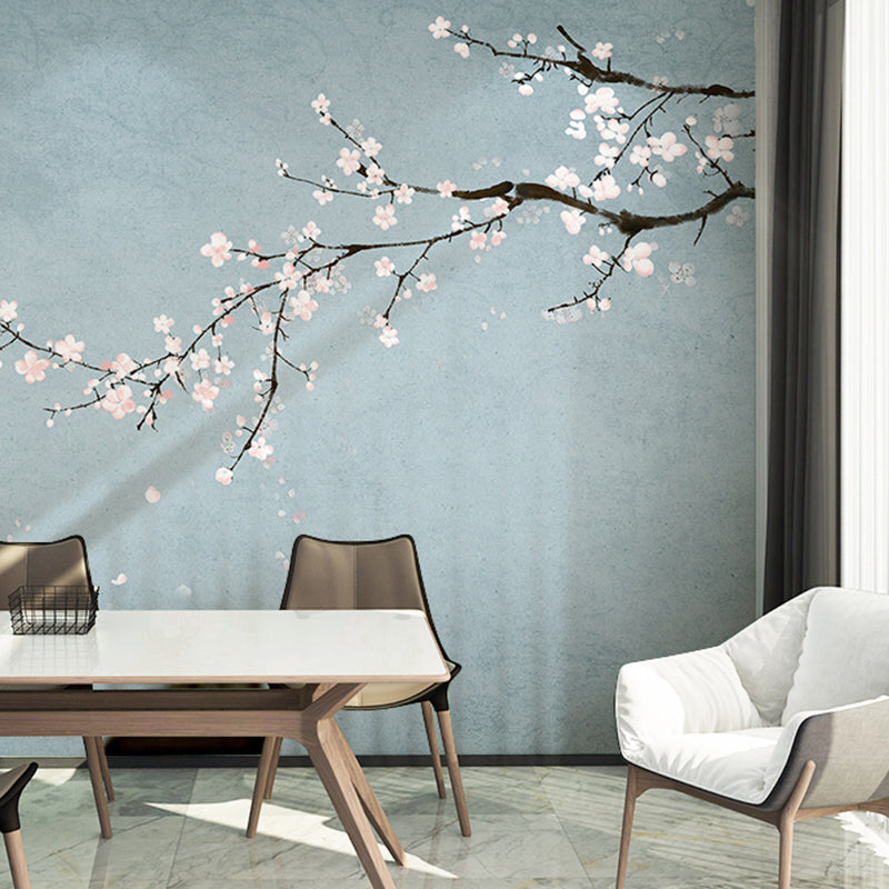 Decorative Plum Blossom Mural Wallpaper Non-Woven Fabric Contemporary Wall Art for Accent Wall