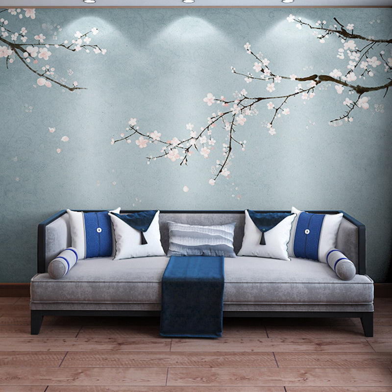Decorative Plum Blossom Mural Wallpaper Non-Woven Fabric Contemporary Wall Art for Accent Wall