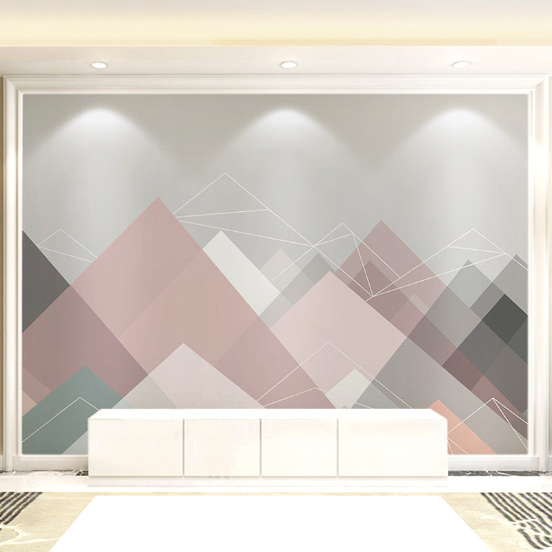 Simple Triangle Mural Wallpaper Non-Woven Fabric Wall Art for Accent Wall, Custom-Made