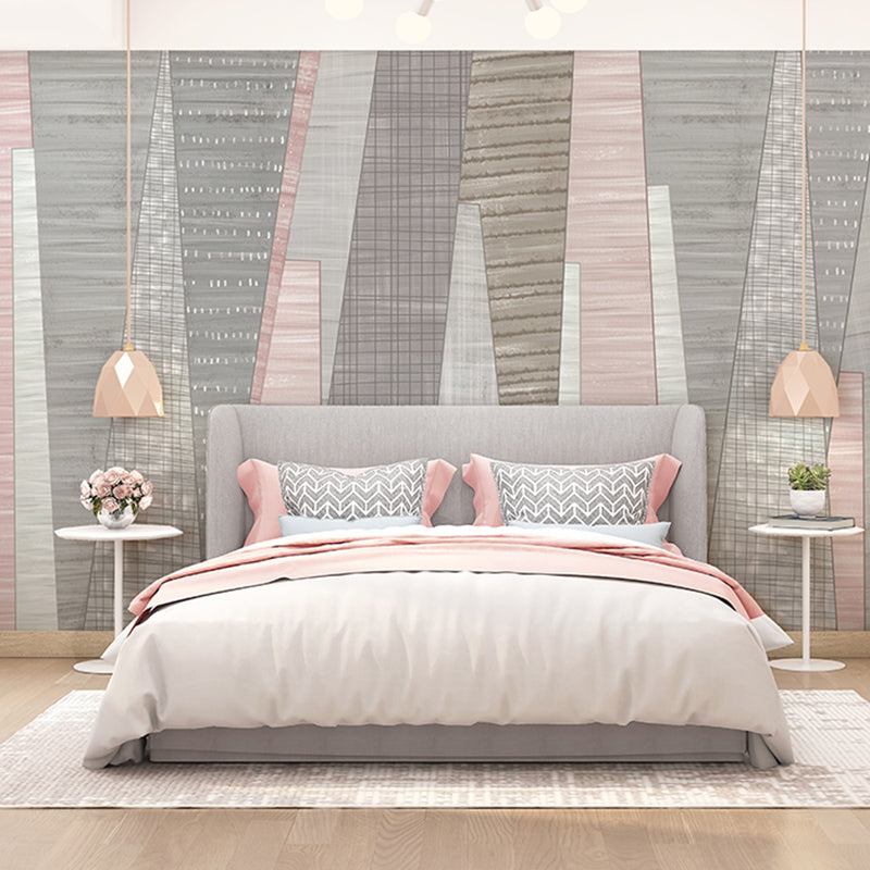 Scandinavian Wall Art with Pink Aesthetic Geometries for Commercial Use, Non-Woven Fabric
