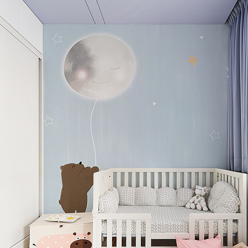 Cute Bear Wall Covering for Boy's Bedroom Cartoon Star Mural Wallpaper, Personalized Size Available