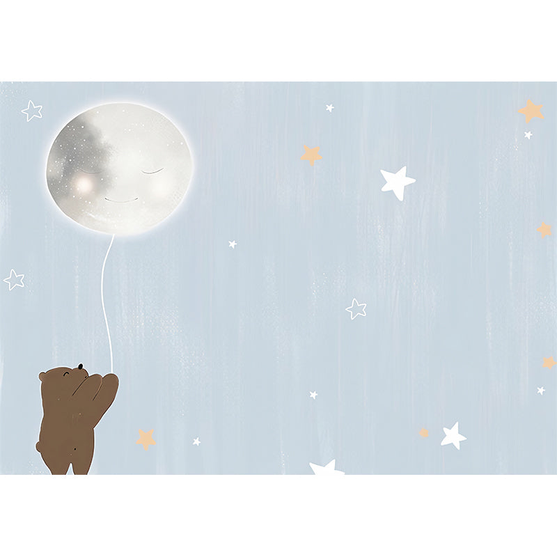 Cute Bear Wall Covering for Boy's Bedroom Cartoon Star Mural Wallpaper, Personalized Size Available