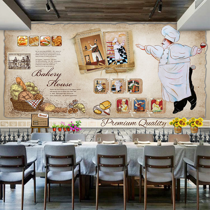 Simple Drinks and Food Mural Wallpaper for Restaurant, Personalized Size Available