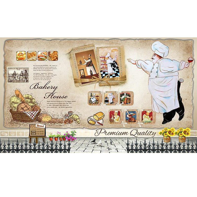 Simple Drinks and Food Mural Wallpaper for Restaurant, Personalized Size Available