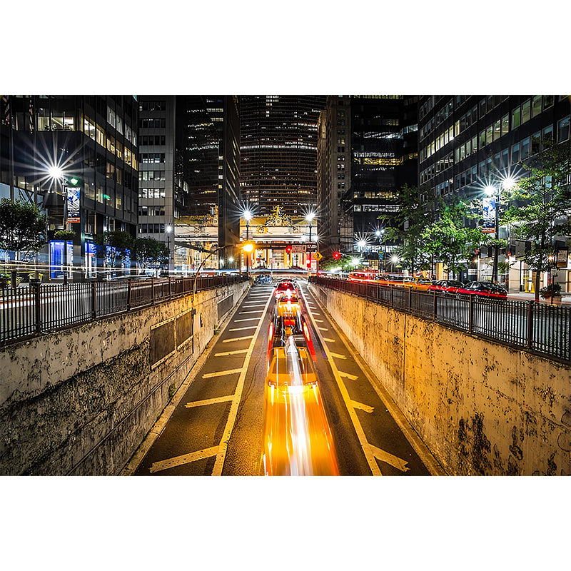 Photo Modern Mural Wallpaper Yellow Urban Road Wall Covering, Personalized Size Available