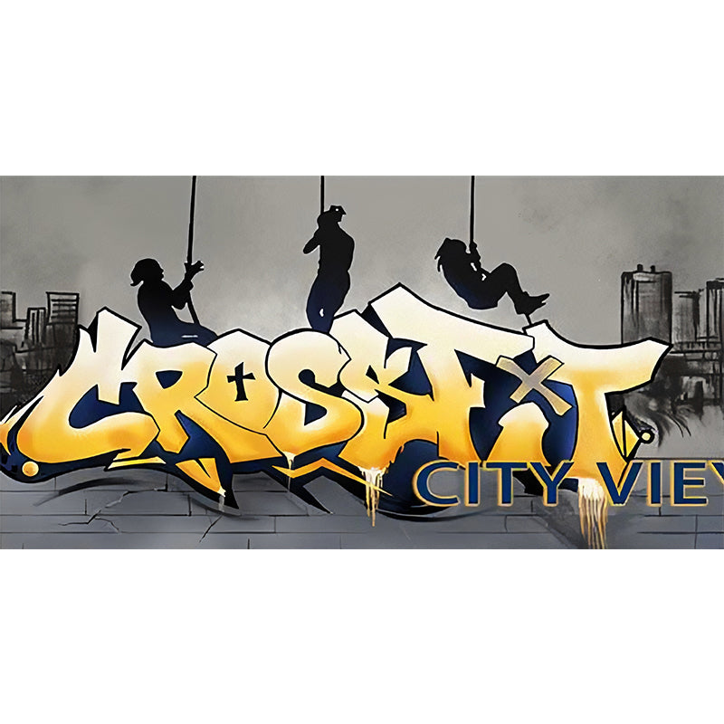 Whole Illustration Fashion Wall Decor for Gym and Dress Room with Graffiti in Yellow and Grey