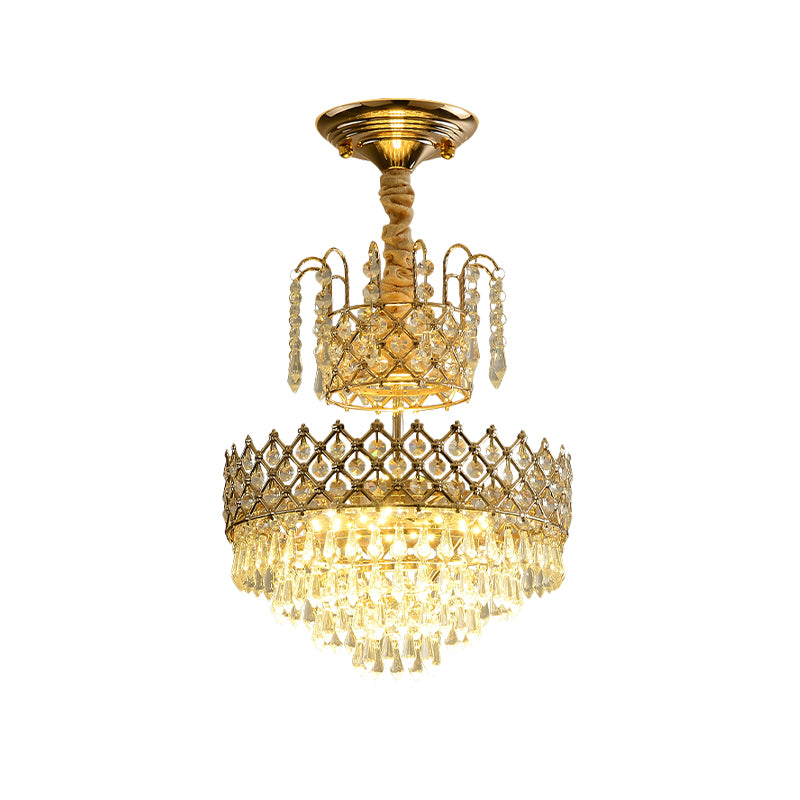 Livre de plafond à LED doré LAMPE DE CRISTAGE VINTAGE CHANDELIER DE CONE DE COPE DE CRISTOR