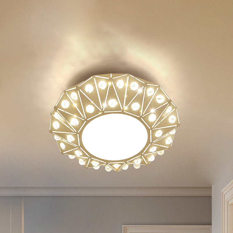 Cut Crystal Clear Ceiling Light Laser Cut Round Small Entryway LED Flush Mount Lighting Fixture