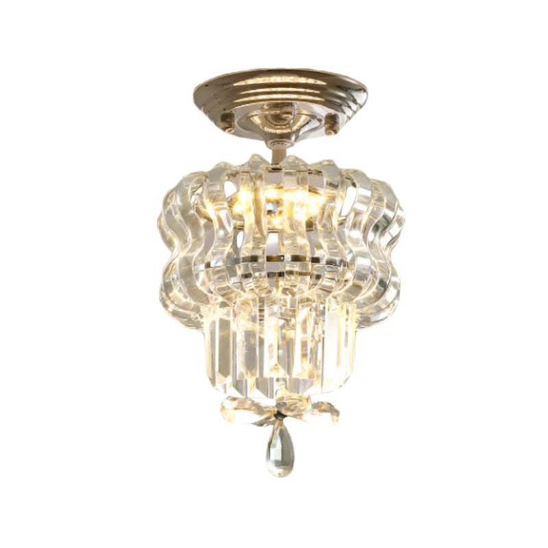 Luminaire semi-luminaire à LED d'argent simple Crystal à 2 niveaux Small près du plafond pour couloir pour le couloir