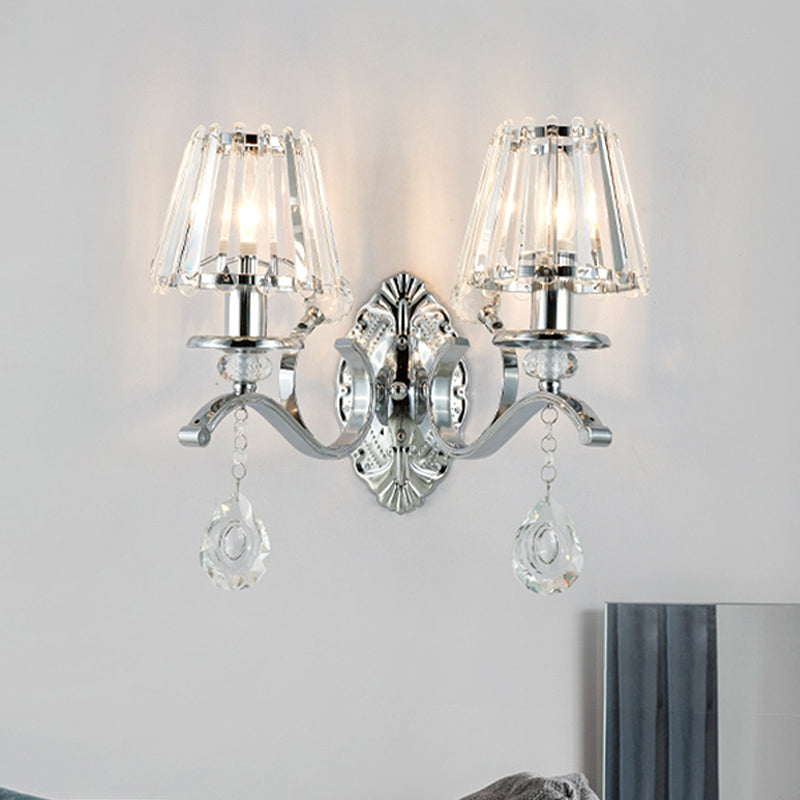 CONICALLE CONICAL SORME MURS IDÉES d'éclairage mural argenté en cristal contemporain 2-LIGHT