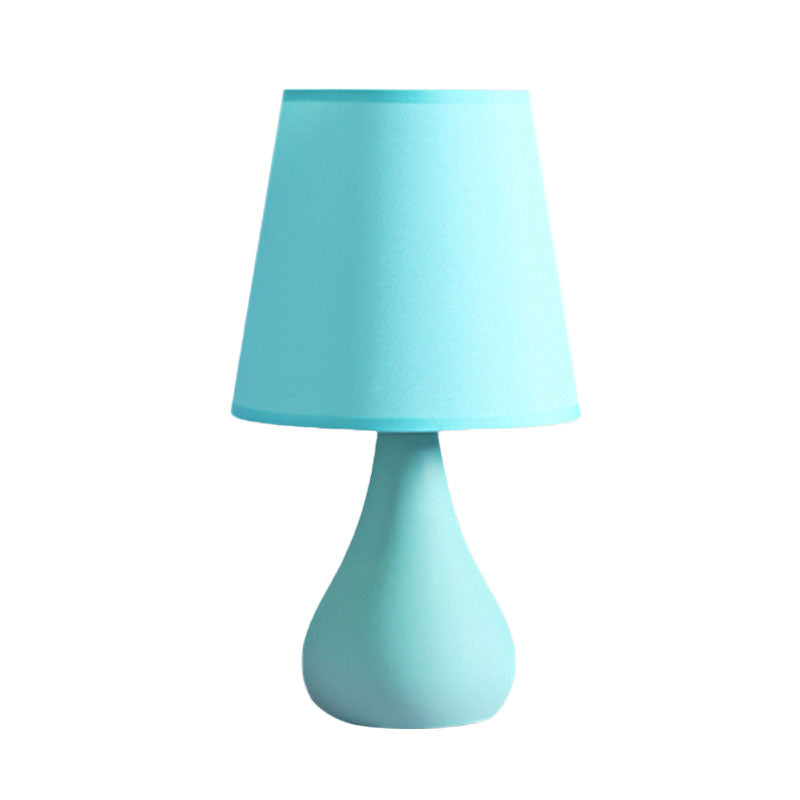 Lampada da tavolo con urna in ceramica stile nordico a 1 testa lampada da lettura notturna blu/rosa con paralume in tessuto