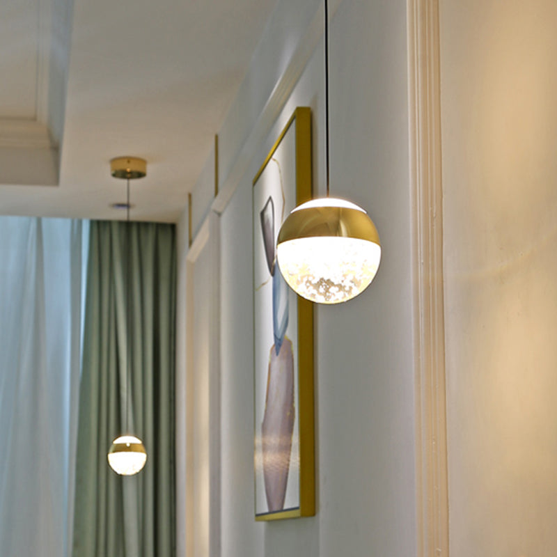 Orb/Tränendrop/Bogenform -Pendel Licht Minimalist klarer Kristallglas LED Gold hängende Deckenlampe