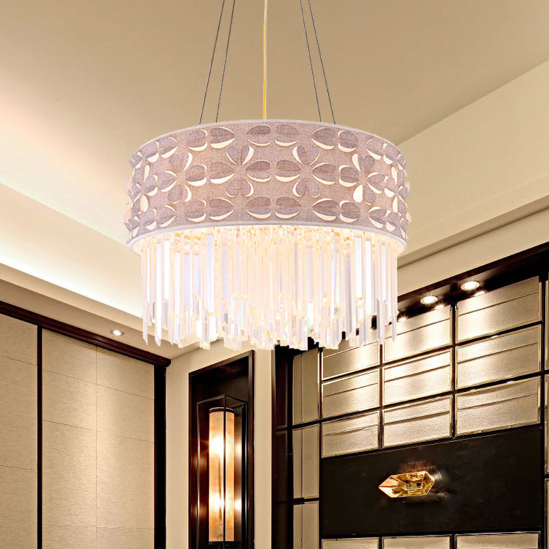 Minimale trommel kroonluchter licht fluit kristal 4 koppen eetkamer hanger lamp in wit