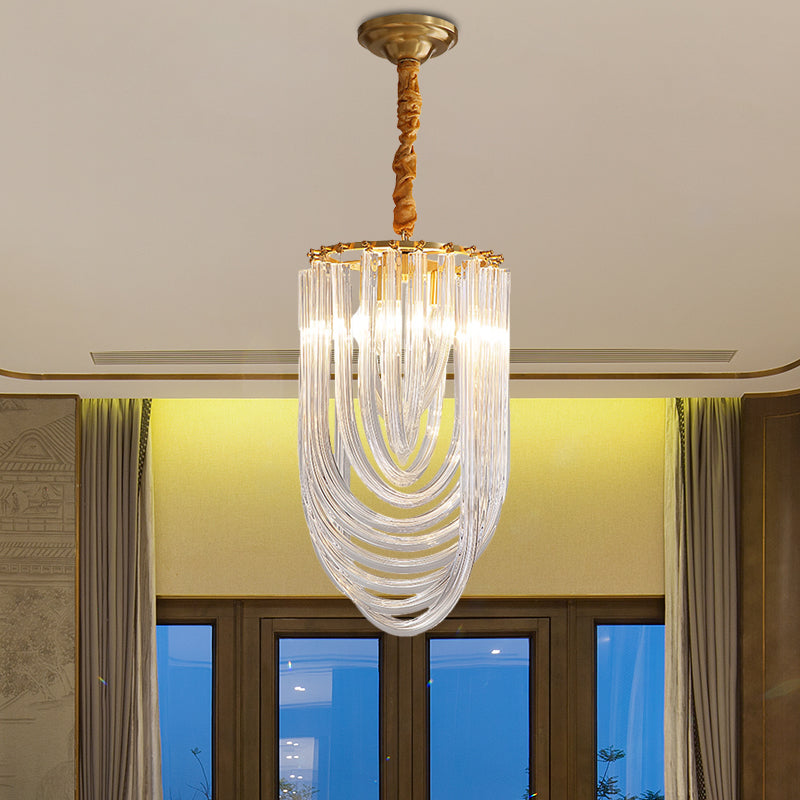 Gouden half-ovaal hanglamp verlichtingsarmatuur moderne stijl 3 koppen helder gedraaid kristal kroonluchter verlichting