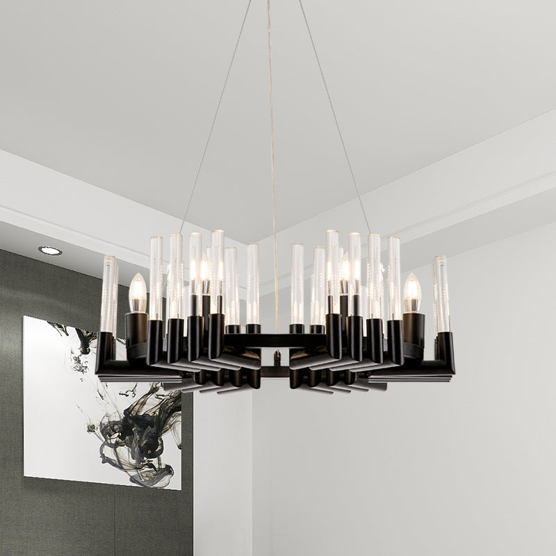 Duidelijke Crystal Candelabra plafond kroonluchter minimale 6 lichten zwarte afwerking hangende lampkit voor eetkamer