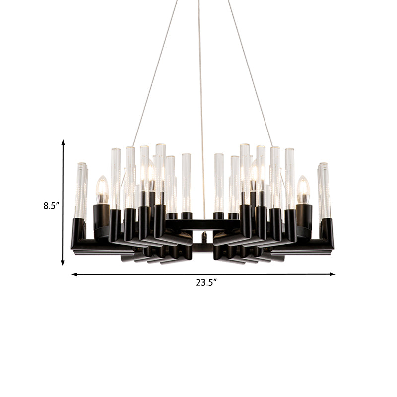 Duidelijke Crystal Candelabra plafond kroonluchter minimale 6 lichten zwarte afwerking hangende lampkit voor eetkamer