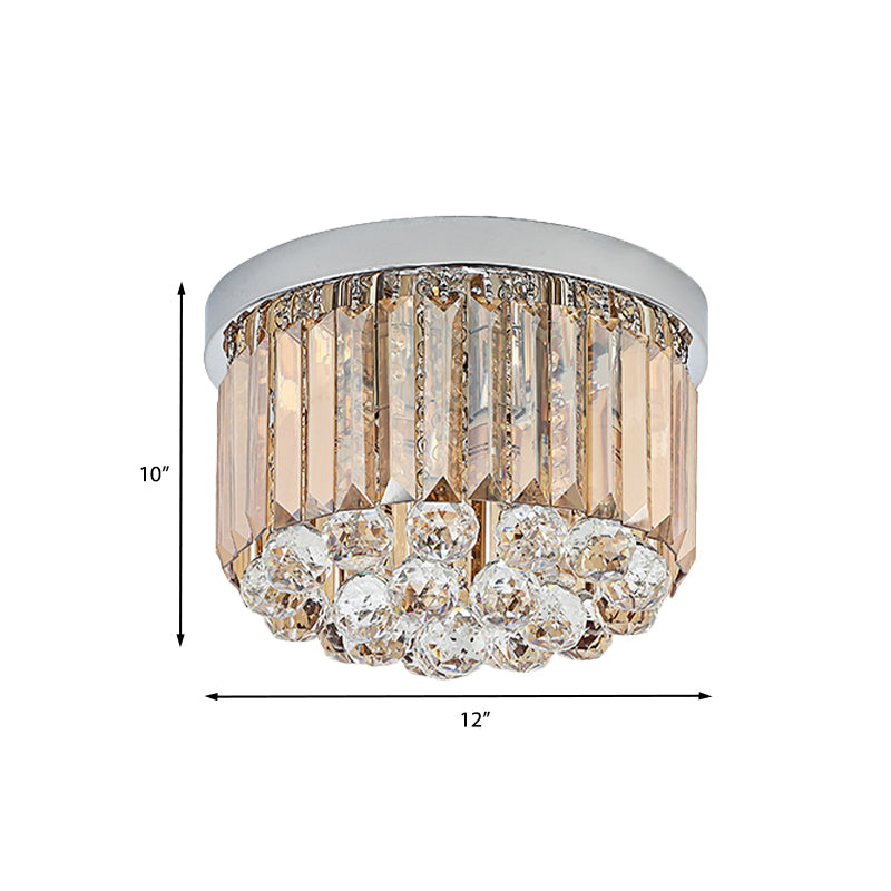 Minimal Round Crystal Orb Flush Mount Light 4 Heads Close to Ceiling Lighting in Chrome