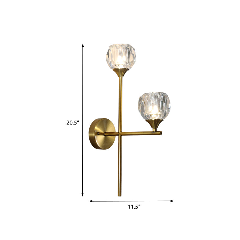 Ball Up Wall Light Aymat Simple Style Faceted Crystal 2 Heads Gol Finishin Murd Murd Lighting