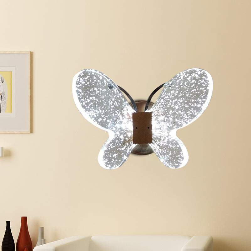 Butfly Chambre Mur Galce Crystal Crystal LED Éclairage mural minimaliste en or