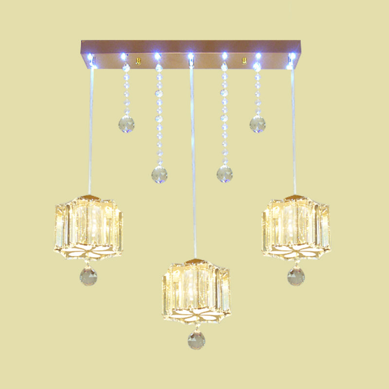 Lampada a bordo multiplo a 3 cipanti a fiore d'oro con baldacchino lineare con baldacchino lineare
