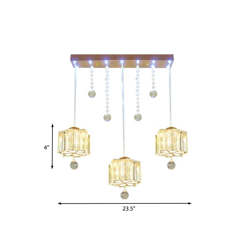 Lampada a bordo multiplo a 3 cipanti a fiore d'oro con baldacchino lineare con baldacchino lineare