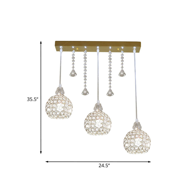 Corridoio globo lampada sospensione in oro in oro in oro a 3 luci a 3 luci a 3 luci a 3 luci