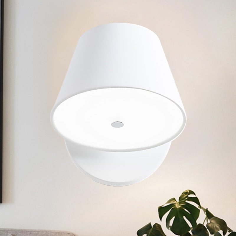 Pink/Yellow/Black Cone Wall Sconce Macaron 1 Light Metal Sconce Light Fixture in White/Warm Light