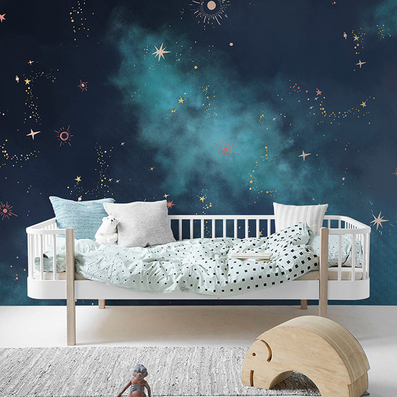 Large Dark Blue Galaxy Mural for Home Decoration, Non-Woven Material