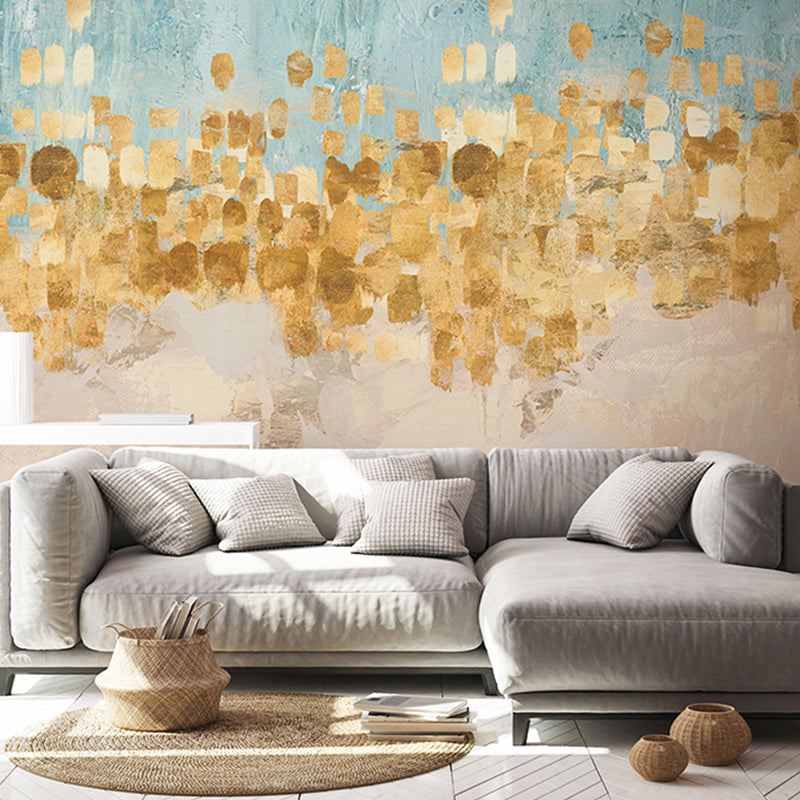 Minimalistisches goldenes Wandbild, buntes Muster, Wanddekoration für Galerie, Vliesstoff