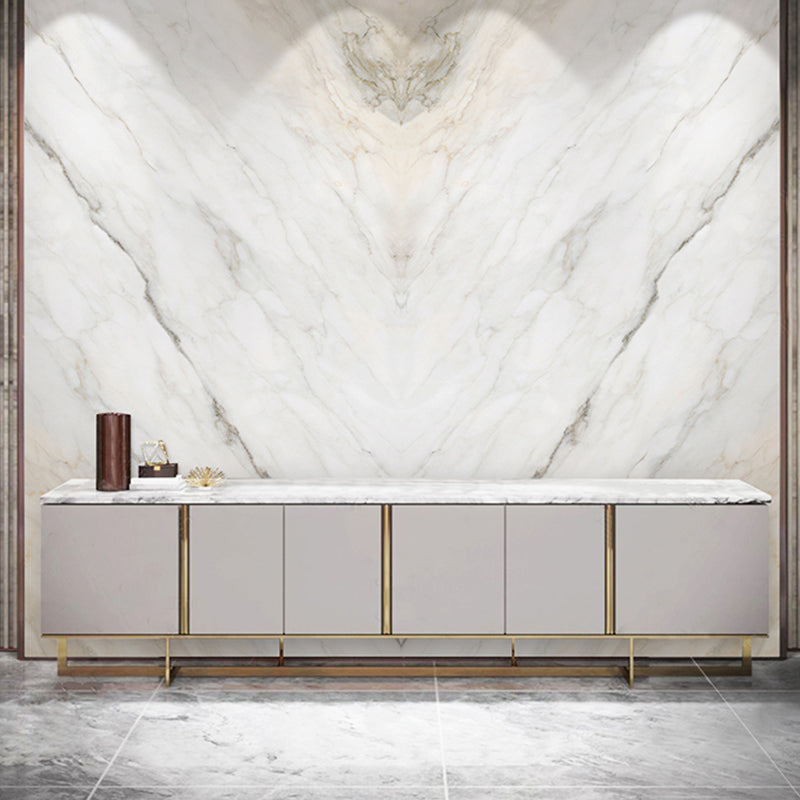 Marble Wall Covering Grey and White Minimalist Mural Wallpaper for Coffee Shop