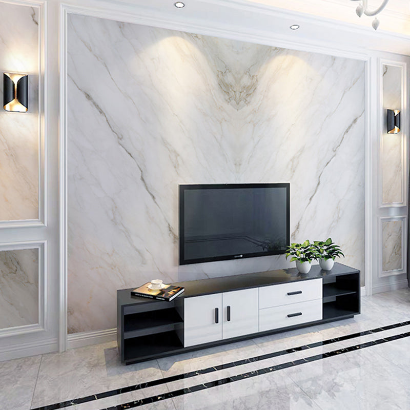 Marble Wall Covering Grey and White Minimalist Mural Wallpaper for Coffee Shop