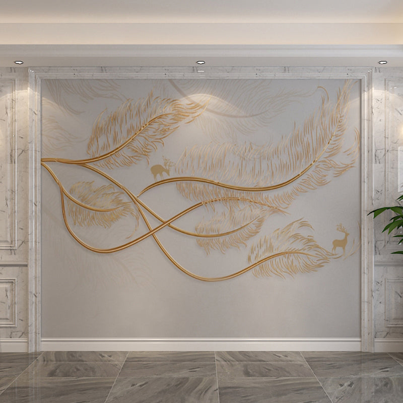 Romantic Feather Wall Decor for Accent Wall Minimalist Wall Mural, Personalized Size Available